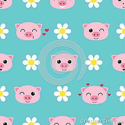 Vector pattern with cute piglets Vector Illustration