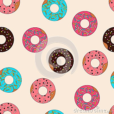 Vector pattern donuts with caramel topping Vector Illustration