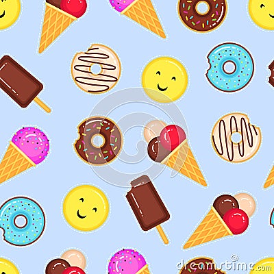 Vector pattern of donuts and ice creams Vector Illustration