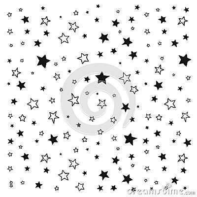 Vector pattern with doodle stars. Cute geometric background for wrapping paper and package. Vector Illustration