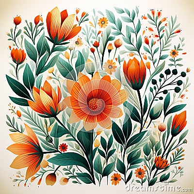 vector pattern flowers and plants Stock Photo