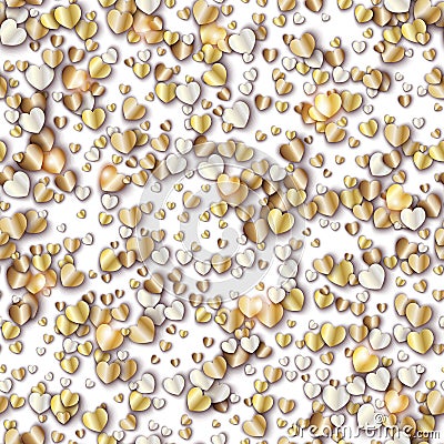 Vector pattern with gold hearts on white Vector Illustration