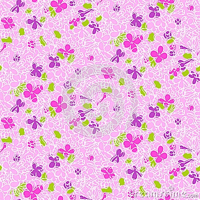 Vector pattern with hand drawn lilac flowers Vector Illustration