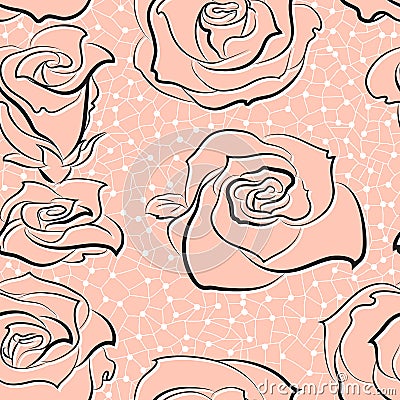 Vector pattern with hand-sketched roses Vector Illustration