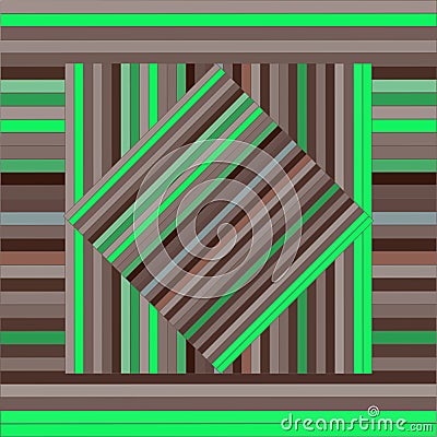 Vector pattern with lined squares. Abstract brown and green texture. Vector Illustration