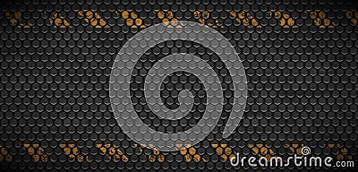 Vector pattern of metal rusty grid urban grunge background. Old black iron grill industrial texture. Web page industrial banner Vector Illustration