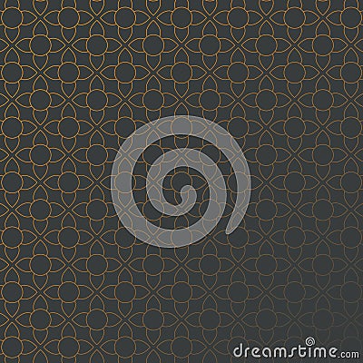 Vector pattern. Modern linear ornament with abstract flower decorated on circle shaps. Geometric stylish background. Vector Illustration