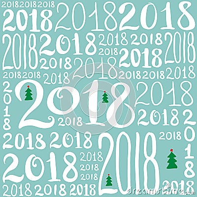 Vector pattern of 2018 number. New Year background texture for greeting card, giftbox wrapping, decoration. Vector Illustration