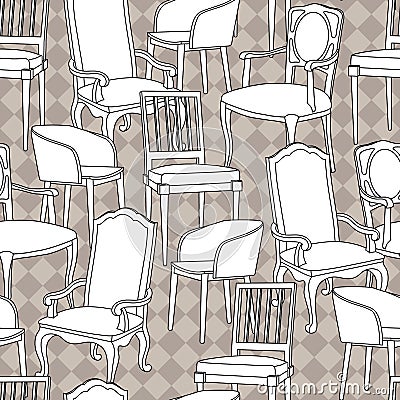 Vector pattern with old armchairs. Vector Illustration