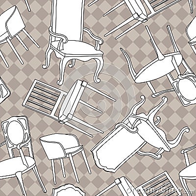 Vector pattern with old armchairs. Vector Illustration