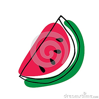 vector pattern of quarter watermelon in doodle style Vector Illustration