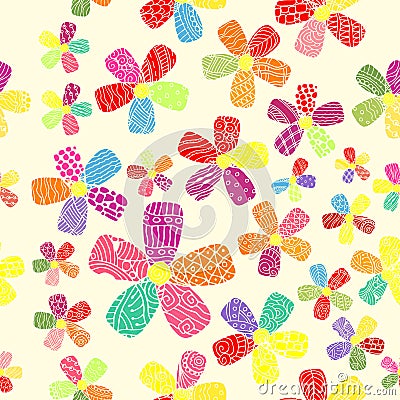 Vector Pattern 60s. Seamless Background Inspired Flower Power. Counterculture, Social Revolution In 1960s Vector Illustration