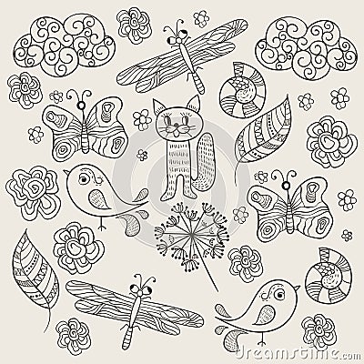 Vector Pattern with Simple Drawings Vector Illustration