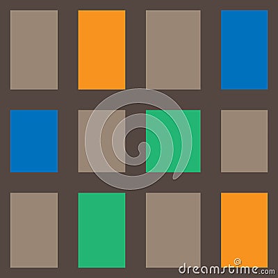 Abstract geometric rectangular pattern with brown, orange, green and orange colors vector Stock Photo