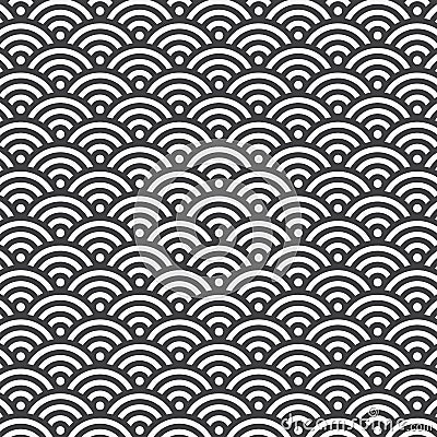 Vector pattern. Traditional japanese seigaiha ocean wave pattern. Vector Illustration