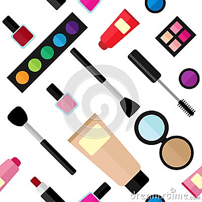 Vector pattern with various cosmetic products Vector Illustration