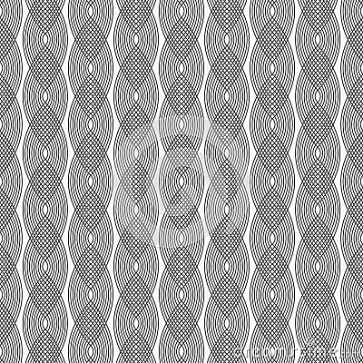 Vector pattern.wavy line or linear curves overlap each, repeating to be pointed oval shape. Vector Illustration