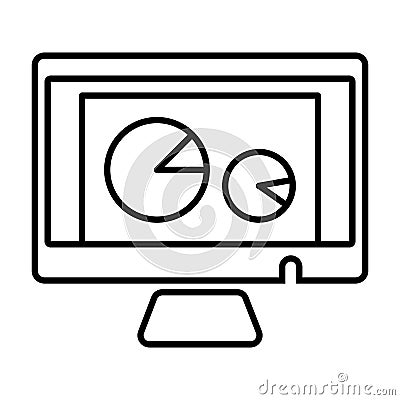 Vector pc aptop and diagram icon on white background. Analytic process on computer. Vector Illustration