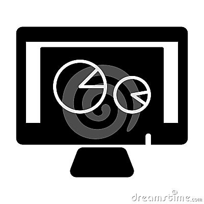 Vector pc aptop and diagram icon on white background. Analytic process on computer. Vector Illustration