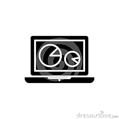 Vector pc laptop and diagram icon on white background. Analytic process on computer. Vector Illustration