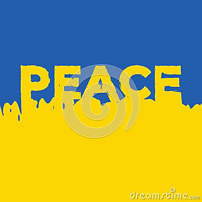 Vector peace typography design. Flag of Ukraine. Vector Illustration