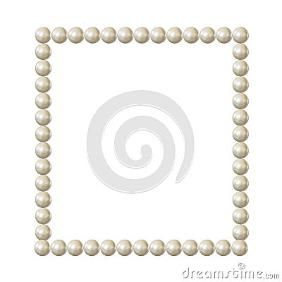 Vector Pearl Frame, Square Blank Border, Elegant Vintage Design Element Isolated. Vector Illustration