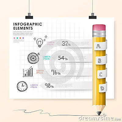 Vector pencil bar chart infographic elements Vector Illustration