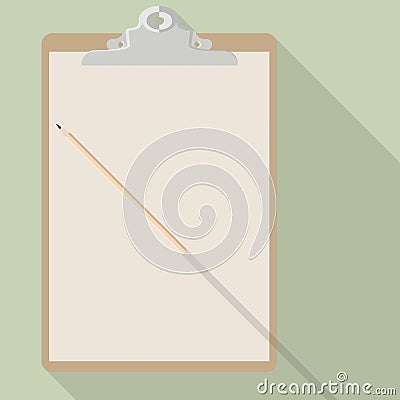 Vector pencil and blank sheet of kraft paper on clipboard Vector Illustration