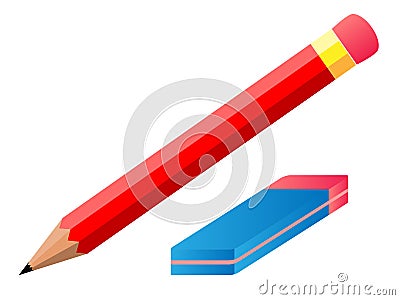 Vector Pencil and Eraser Vector Illustration