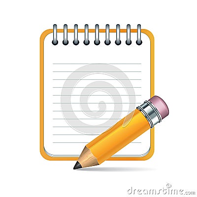 Vector pencil and notepad icon Vector Illustration