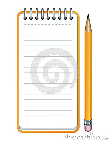 Vector pencil and notepad icon Vector Illustration