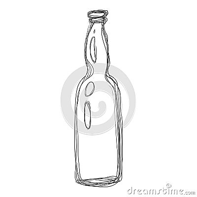 Vector Penciling Sketch Beer Bottle Vector Illustration
