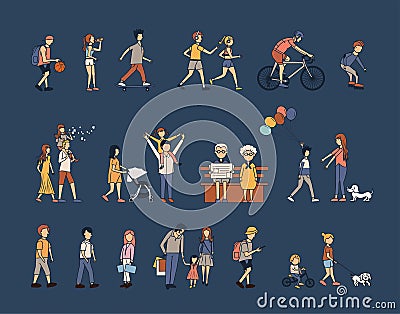 Vector people group activities life style with happy family have fun Vector Illustration