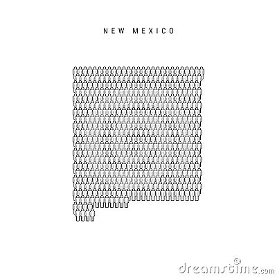 Vector People Map of New Mexico, US State. Stylized Silhouette, People Crowd. New Mexico Population Vector Illustration