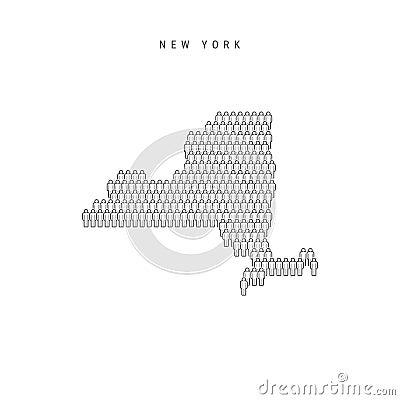Vector People Map of New York, US State. Stylized Silhouette, People Crowd. New York Population Stock Photo