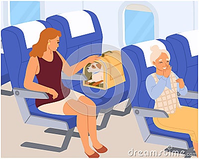 Vector people passengers of business class in airplane Vector Illustration