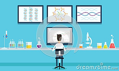 Vector people scientists research in laboratory process Vector Illustration