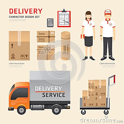 Vector people set delivery shipping service job character icons Vector Illustration