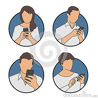 Vector people using, looking at smart phone Vector Illustration