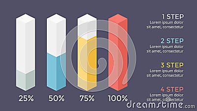 Vector percents status infographic, growth diagram chart, performance graph presentation. Business progress concept with Vector Illustration