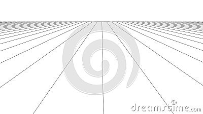 Vector perspective grid. Grid of longitudinal lines. Detailed lines on white background Stock Photo