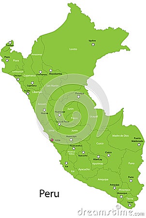 Vector Peru map Cartoon Illustration