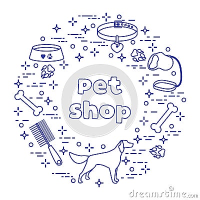 Vector Pet shop, vet, shelter Animal Dog tracks Vector Illustration