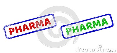 PHARMA Bicolor Rough Rectangle Seals with Rubber Surfaces Stock Photo