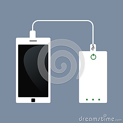 Vector of phone charging and Power bank. Vector Illustration