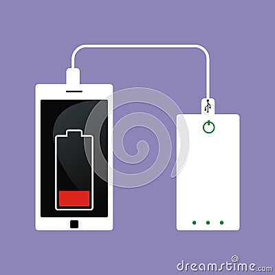 Vector of phone charging and Power bank Stock Photo