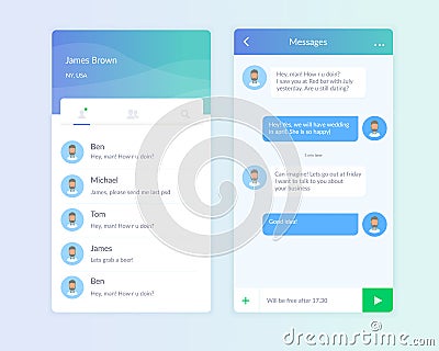 Vector phone chat interface. Sms messenger. Vector Illustration