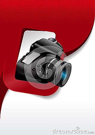 Vector photographic background with the camera in the rectangle Vector Illustration