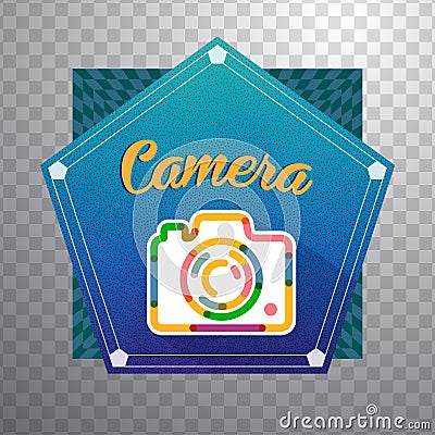 Vector photography Camera with colorful vibrant geometry shapes Vector Illustration