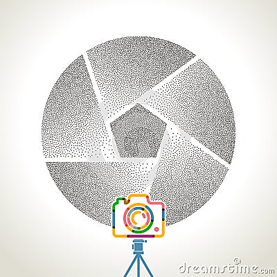 Vector photography Camera with colorful vibrant geometry shapes Vector Illustration